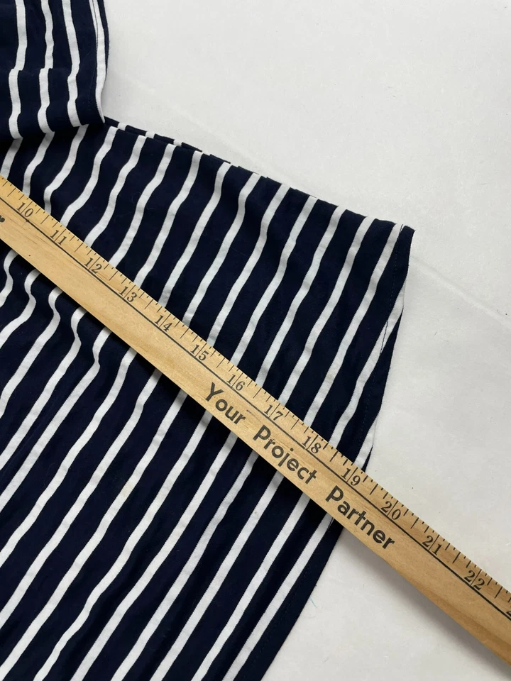 Everly Blouse Women's Size S Navy Blue White Striped Off Shoulder Balloon Sleeve - Image 4 of 4