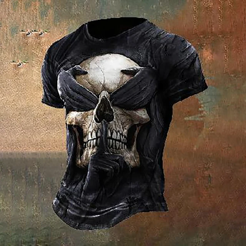 Men's Gothic Skull T-Shirts - 3D Printed Grim Reaper, Horror Graphic Tees-image