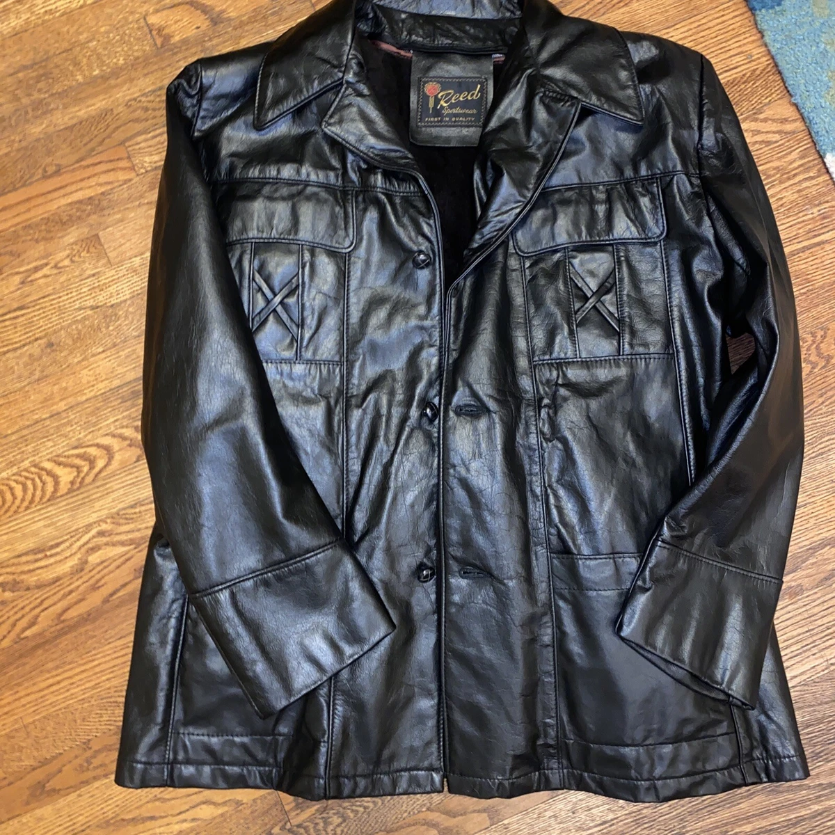 REED SPORTSWEAR Leather Jacket VINTAGE Large Size 44 PIMP SHAFT