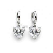 Sterling Silver Heart Charm Hoop Earrings CZ Crystal Drop Elegant Jewellery