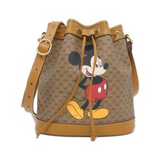 Gucci Shoulder Bag Mickey Print Mini GG Canvas Leather Women's Used From Japan