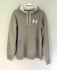 Under Armour UA Storm Gray Fleece Pullover Hoodie Men's L Logo Pockets Loose