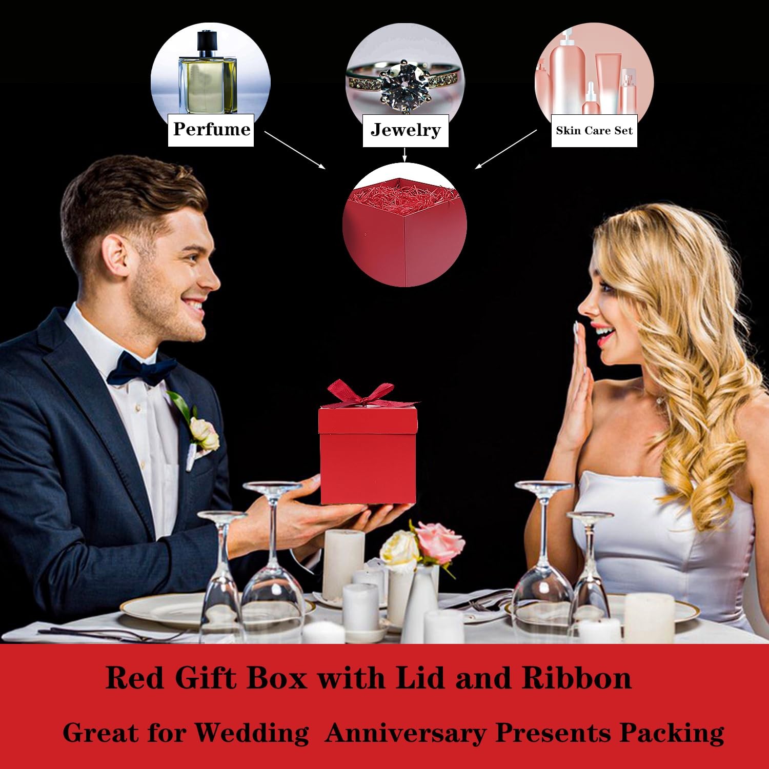 Small Gift Boxes W Lids, Red Gift Boxes W Ribbon for Christmas, Packing 12Pc