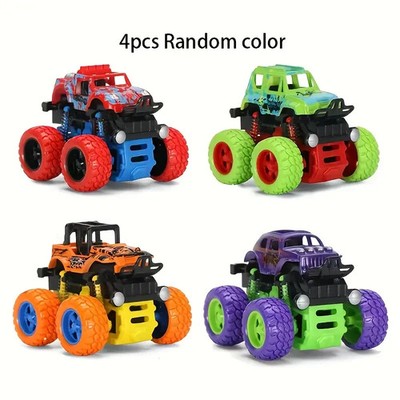 Monster Trucks Friction Powered 4 Youngsters 3+ Push & Go, Double-Direction 4pk