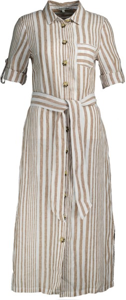 Neu ! Chelsea Rose Damen Leinen-Kleid 3/4 Arm B00433253 Beige-Weiß Gr. 38-image