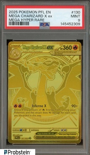 2025 Pokemon PFL En Mga Hyper Rare #130 Mega Charizard X Ex PSA 9 MINT