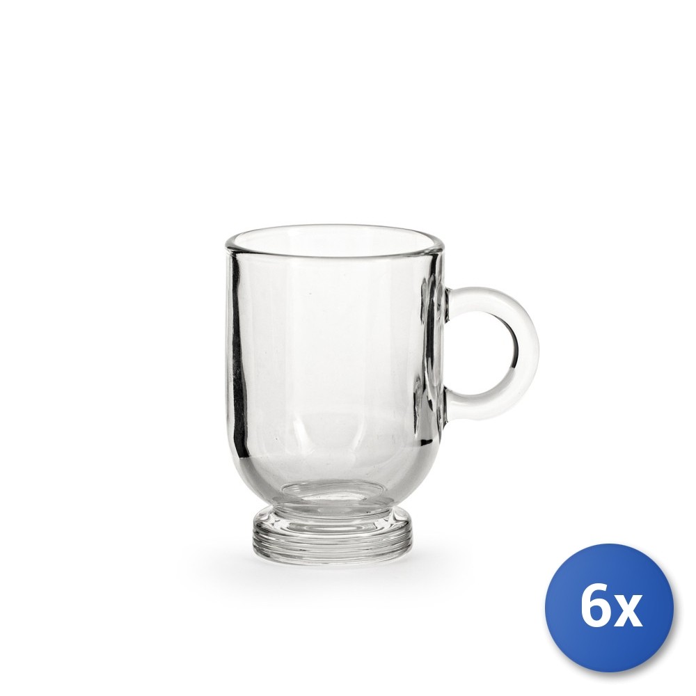 6x Transparent Glass Cappuccino Cups For Amsterdam Chio 22Cl