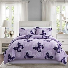 Lightweight Microfiber 2 Piece Comforter Set with 1 Sham, Twin Purple