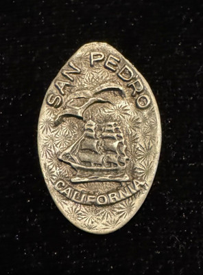 San Pedro handcrafted pewter Destination Pendant CA sailing ship travel souvenir