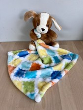 Little Miracles Tan Puppy Dog Plush Holding Color Block Security Blanket Lovey