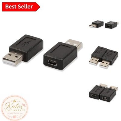 2 Pack USB 2.0 A Male to Mini B 5 Pin Female Adapter - High Speed & Portable