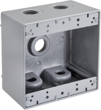 3/4" Double Gang Weatherproof Boxes 5 Hole  Electrical Box, Gray