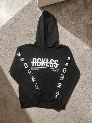Young & Reckless Men's XS Black Graphic Logo Pullover Hoodie Fleece Pockets