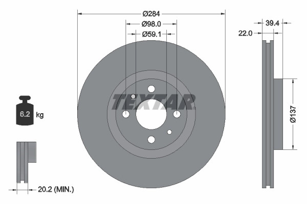 2Er-Set 2Er Set Bremsscheibe Textar 92055203 Alfa Romeo 46403958 Alfa Romeo 4642-image