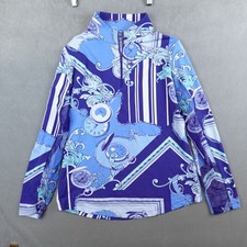 Ibkul Golf Shirt 1/4 Zip Pullover Long Sleeves Performance Women Sz Medium Blue