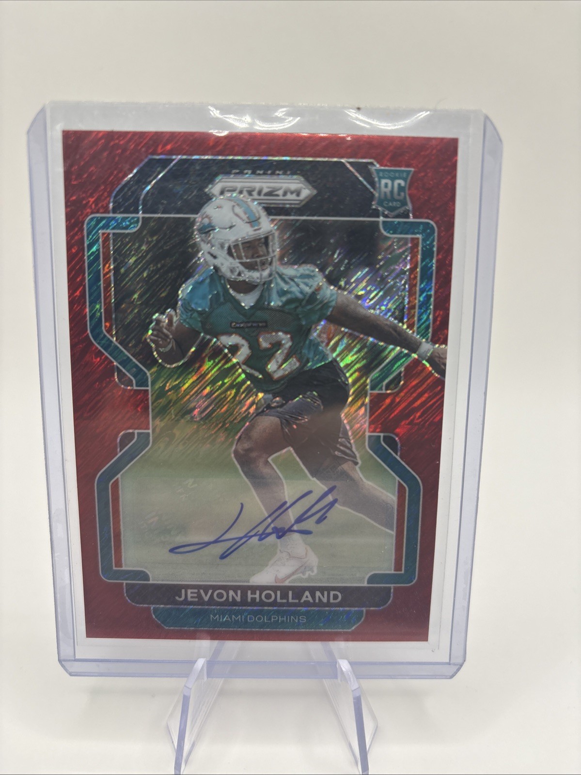 2021 Jevon Holland Panini Prizm Red Shimmer Rookie Auto #392 09/35