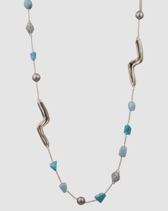 Authentic Alexis Bittar Women's Gold Plated Two Tone Sculptural Station Necklace