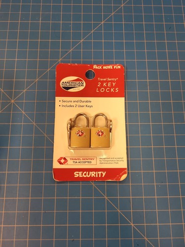 American Tourister Travel Sentry 2 Key Locks Gold TSA Luggage Padlocks Set