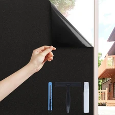 Volcanics Blackout Window Film with Installation 17.5 x 78.7, Frosted Black 