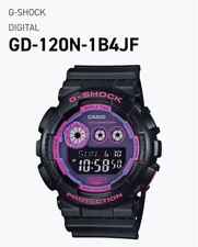 G-Shock GD-120N-1B4JF Purple Black Digital Watch Used G1205