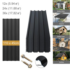 12/24PC Metal Cladding Roof Sheets Corrugated Garage Carport Shed Roofing Panels