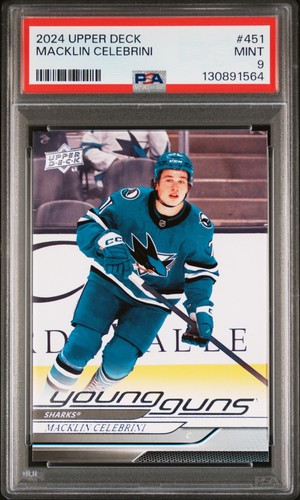 2024 Upper Deck #451 Macklin Celebrini Young Guns Sharks PSA 9