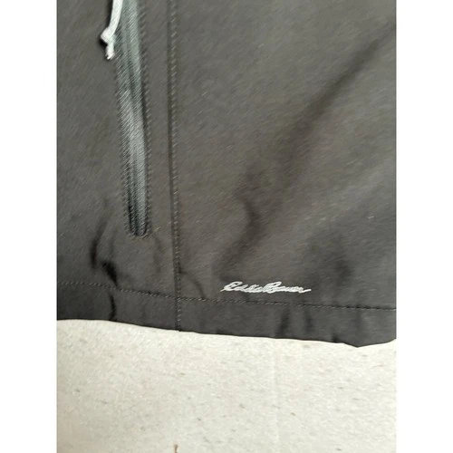 Eddie Bauer Mens XL Black Softshell Fleece Lined Jacket Full Zip Logo Coat image 6