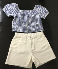 Old Navy Girls Outfit Set Of Striped Top And Shorts Size 14 Years - K711