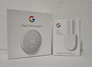 Google Nest Smart Thermostat Snow G4CVZ w/ Nest Power Connector - New