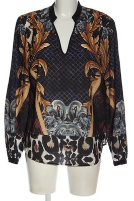 ECI NEW YORK Langarm-Bluse Damen Bluse Gr. DE 40 schwarz-blau-hellorange