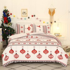 Christmas Duvet Cover Queen Size,Reindeer Christmas Prints Holiday Bedding Co...