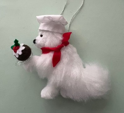 SAMOYED CHEF mit WEIHNACHTSPUDDING - Teil Nadelfilz HUND