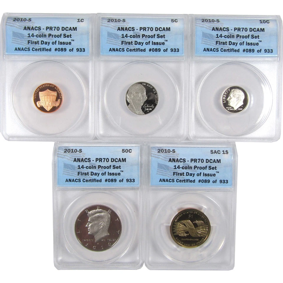 2010 S U.S. Mint 14 Coin Clad Proof Set PR 70 DCAM ANACS SKU:CPC9669 - Image 2 of 4