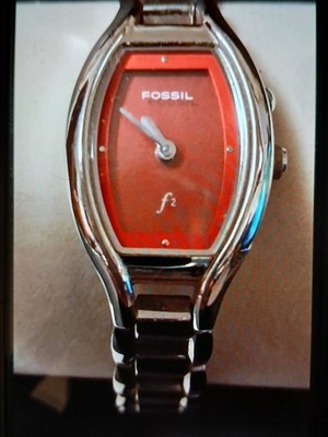Fossil Kaleido F2 Quartz Wristwatch Red Dial Stainless Steel Water Resistant