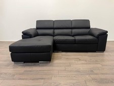 Valencia Black Top Grain Leather Left Hand Corner Chaise Sofa (RRP £1,695)
