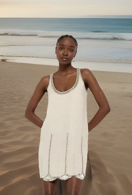river island cream sequin dress Mini Girls Cream Scalloped Sequin Beach Dress