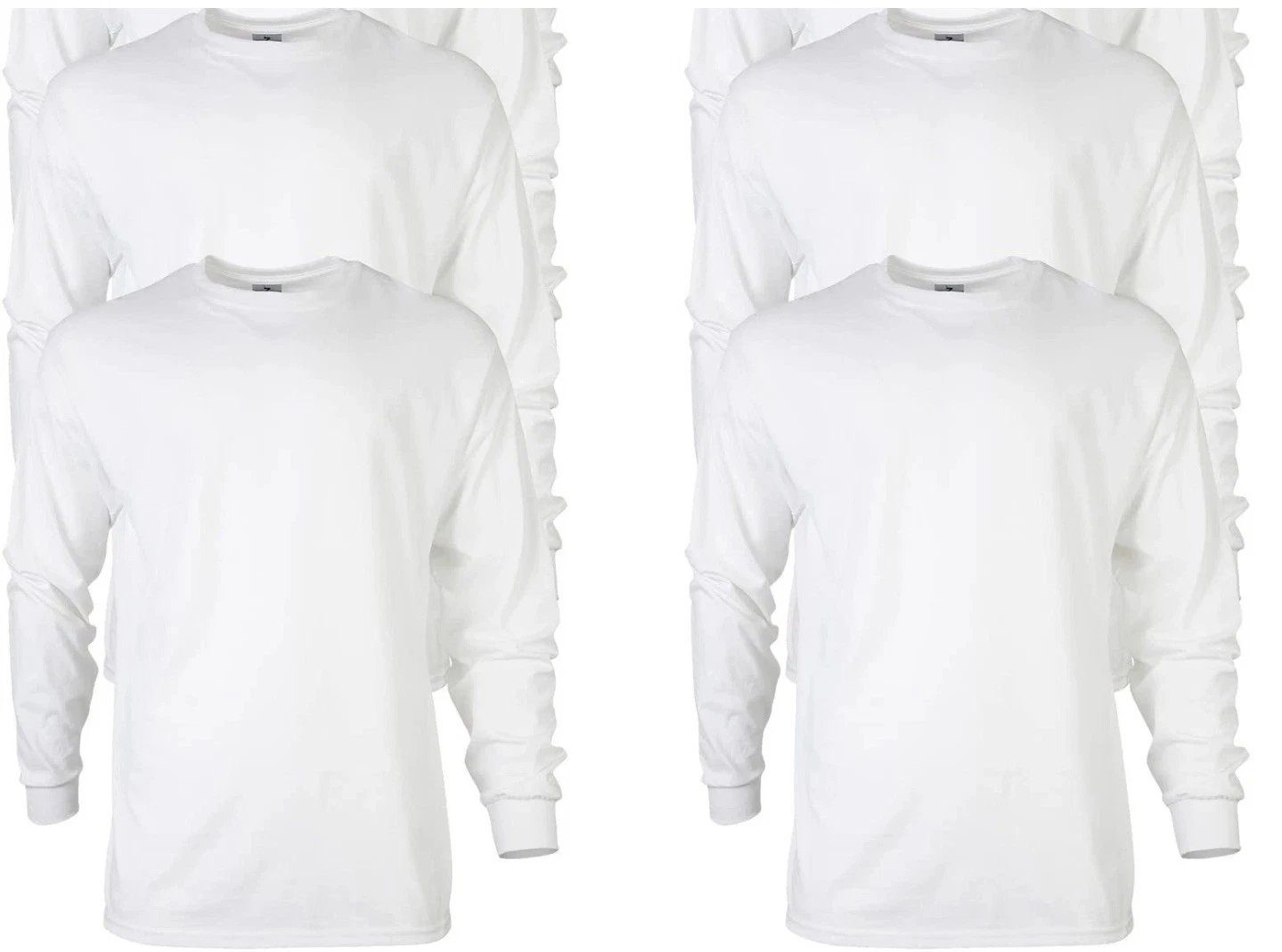 Gildan Adult Ultra Cotton Long Sleeve T-Shirt G2400 White (4 Pack) LARGE ONLY