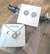 Icrush Set Ohrringe bzw. Ohrstecker Kette w. Swarovski 