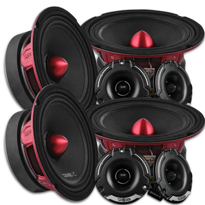 4x DS18 6.5'' 8-ohm Midrange Speakers 4x Super 4-ohm  Tweeters PRO-X6BM PRO-TWZ1