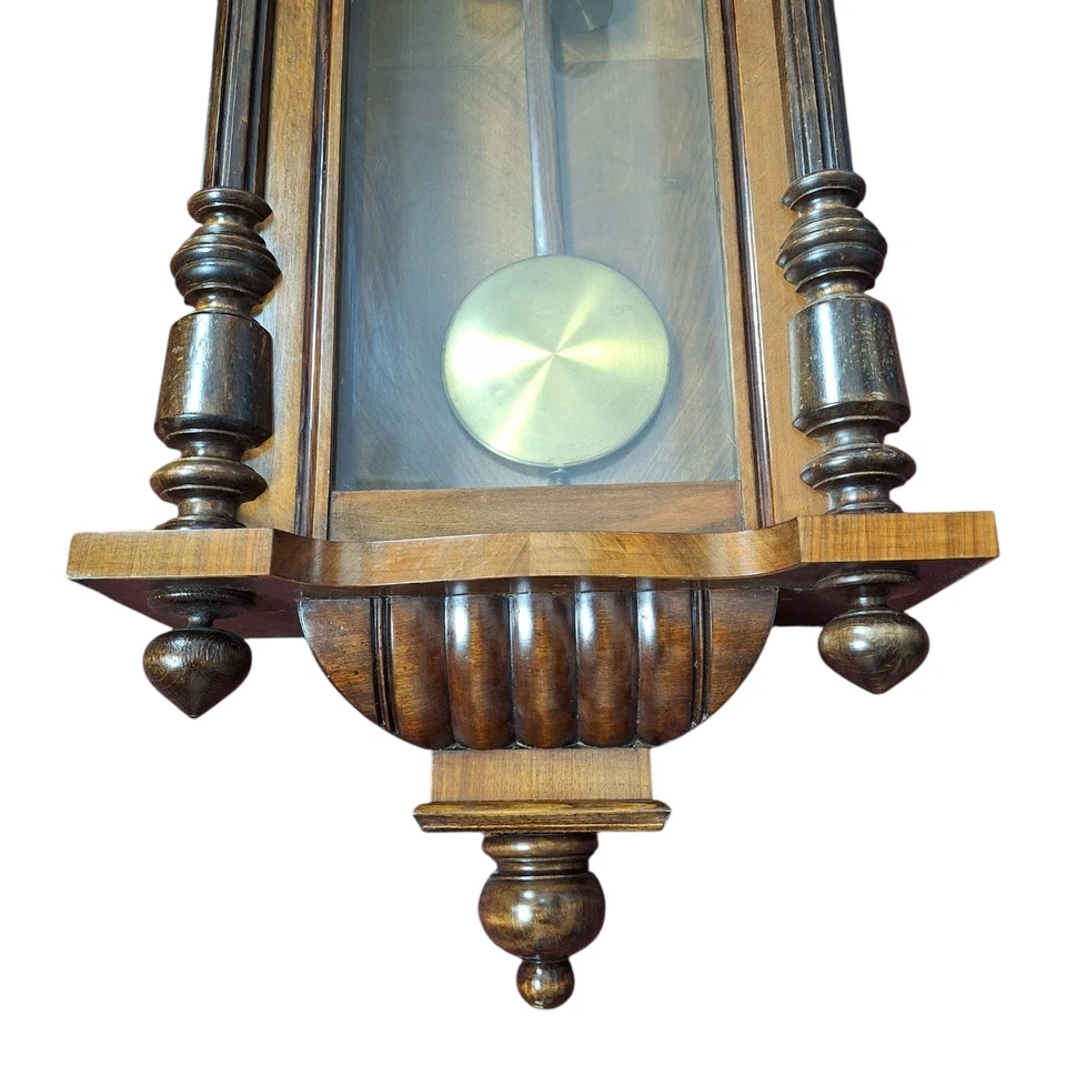 Gustar Becker Vienna Wall Clock Weight Driven Chiming German Antique Vintage - Image 3 of 4