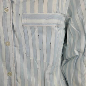 VICTORIA'S SECRET Pajama Set Soft Sky Stripes Blue Cotton Modal TOP M PANTS XS