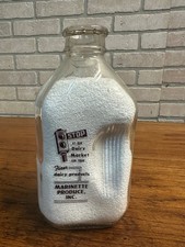 Vintage Marinette Produce Dairy WI Wis Milk Bottle Half Gallon Wisconsin