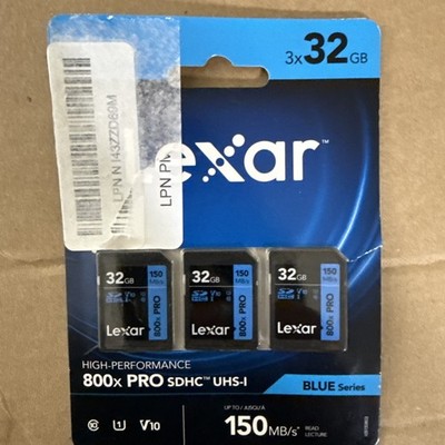 32GB (3-Pack) High-Performance 800x SD Card, UHS-I, C10, U1, V10, 4K, Up to 1...