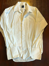 After Hours White Pleated Tuxedo Dress Shirt Spread Collar French Cuff 16.5.