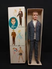 VINTAGE 1960'S Mattel Barbie Ken Blonde Flocked Hair W/ Clothes & Box