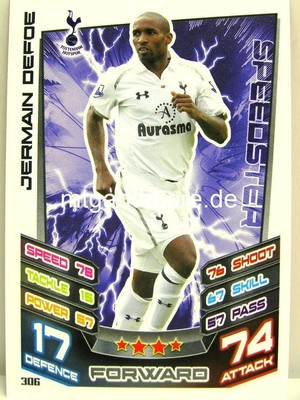 Match Attax 2012/13 Premier League - #306 Jermain Defoe - Tottenham Hotspur