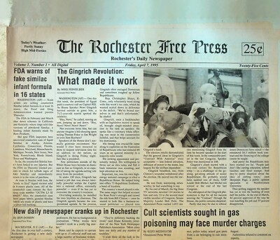 Rochester NY Free Press 1ST ISSUE April 7 1995 Morning After Drug Supreme Truth