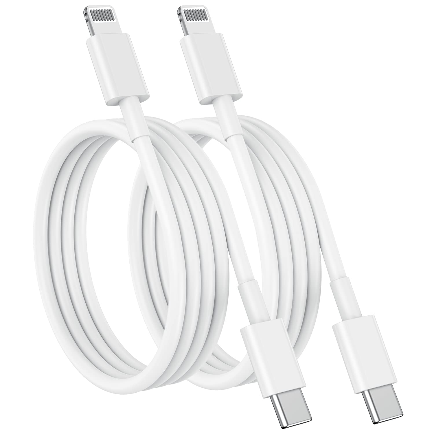 USB C to Lightning Cable (2Pack 6Ft), Apple Mfi Certified Iphone Fast Charger...-image