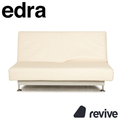 Edra Damier Leather Two Seater Cream Sofa Couch Manual Function Sleep Edra damier leather two seater cream sofa couch manual function sleep