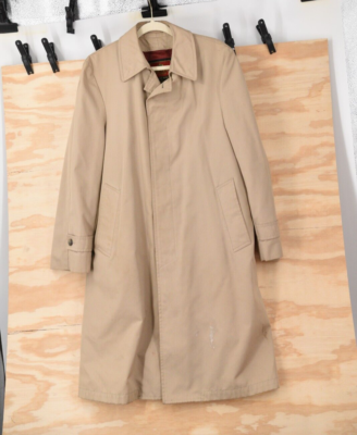Vintage Bentley of London Tan Trench Rain Coat Zip Out Lining Mens